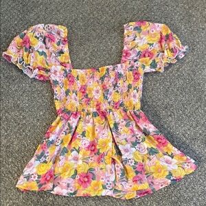 Floral Smocked Top with Puff Sleeves